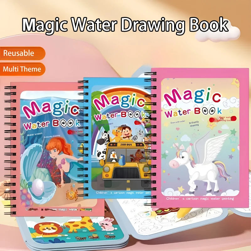 Magical Book Water Drawing Montessori Toys Reusable Coloring Book Magic Water Drawing Book Sensory Early Education for Children