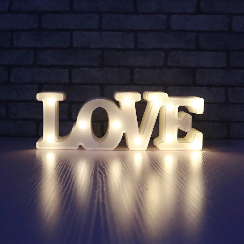 3D Love Heart Marquee Letter Lamps Indoor Christmas Decorative Lamps LED Night Light Wedding Decor Romantic Valentine's Day Gift
