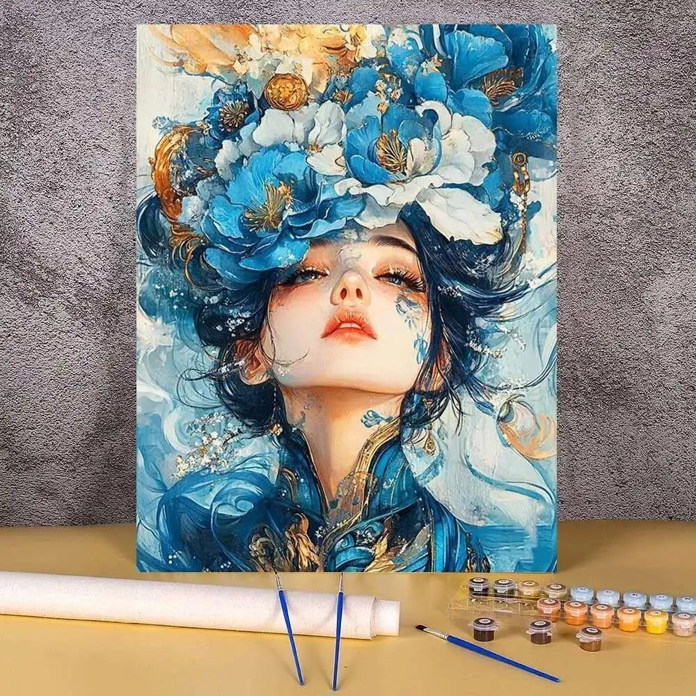 Adults Paint By Number Drawing On Canvas HandPainted Art DIY Pictures By Numbers Kit Home Decor Mysterious Hat Women Painting