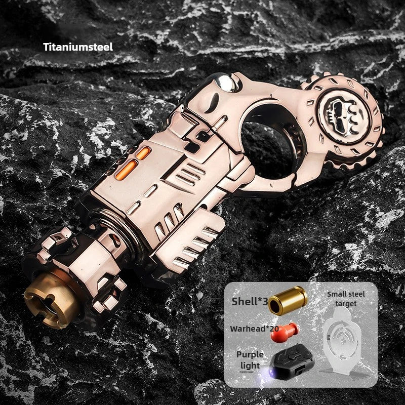 Shell-Ejecting Alloy Toy Pistol Set Stress Relief Fidget Sensory Toy Mini Finger Spinning Top EDC Desk Gadget Gift for Teen Boys