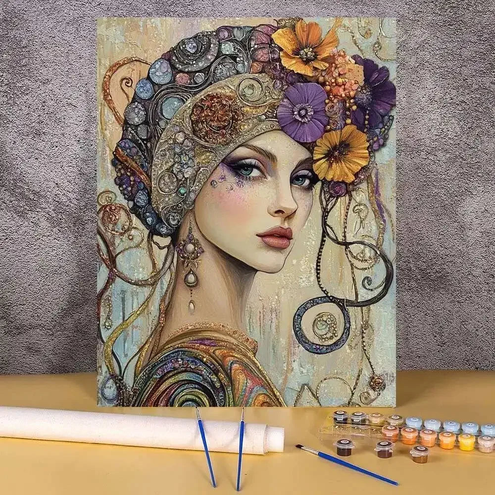 Adults Paint By Number Drawing On Canvas HandPainted Art DIY Pictures By Numbers Kit Home Decor Mysterious Hat Women Painting