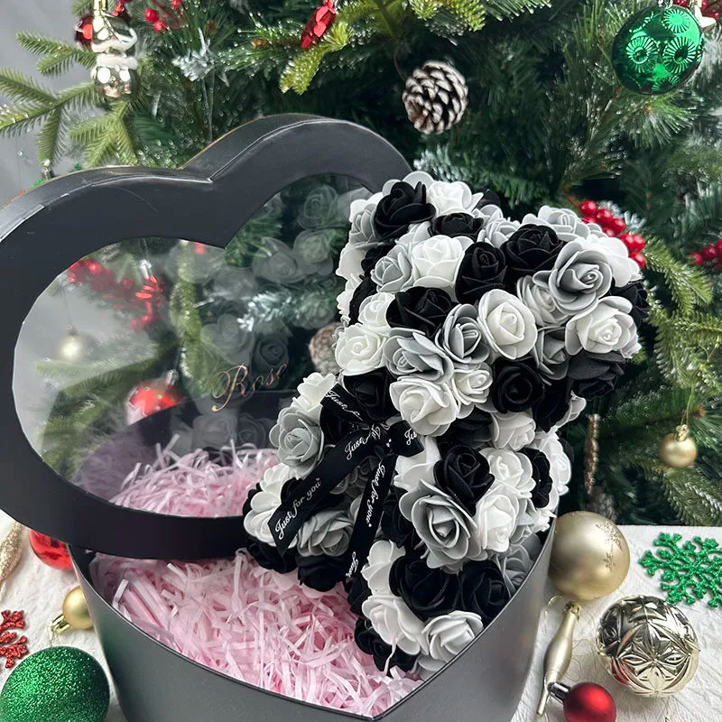 25cm rose bear artificial flower teddy bear female girlfriend gift love flower Valentine's Day anniversary birthday decoration