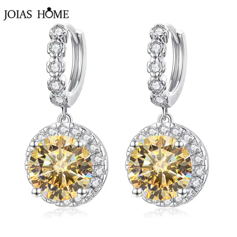 JOIAS HOME moissanite Silver 925 Classic Round D Color Jewel Earrings, Fashionable and Elegant Valentine's Day Gift for Wife