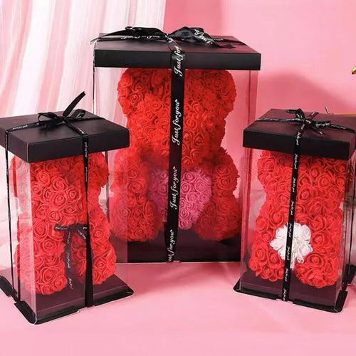 25cm rose bear artificial flower teddy bear female girlfriend gift love flower Valentine's Day anniversary birthday decoration