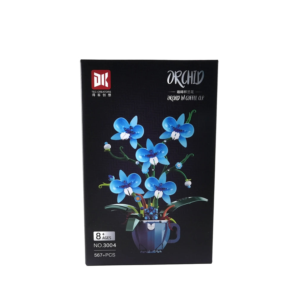 Romantic Blue Orchid Bouquet Building Blocks Home Desk Plant Decoration Assemble Toys Sending Girlfriend Valentine's Day Gifts