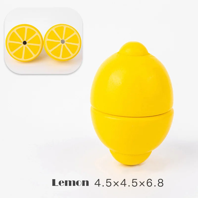 Magnetic Wooden Cutting Fruits Vegetables Pretend Play Simulation Kitchen Toys Classic Game Montessori Educational Toys For Kids