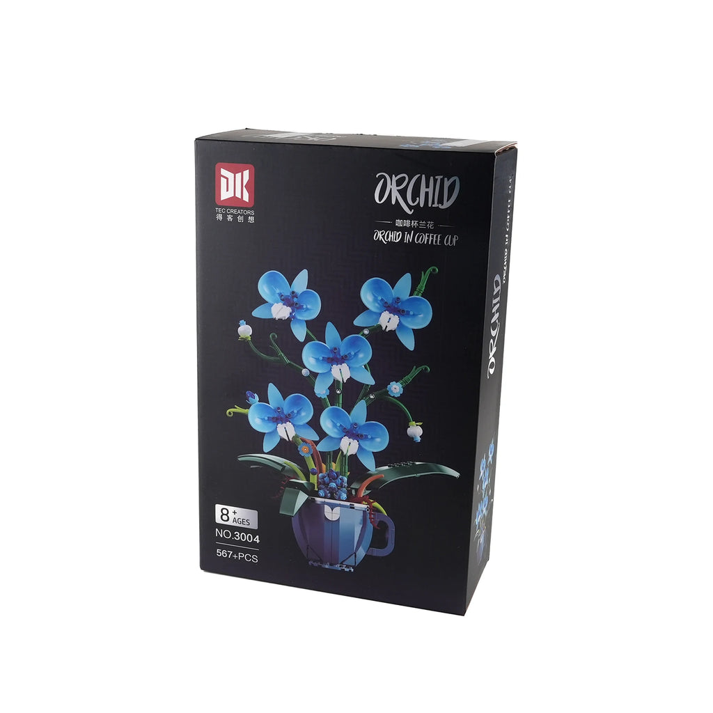 Romantic Blue Orchid Bouquet Building Blocks Home Desk Plant Decoration Assemble Toys Sending Girlfriend Valentine's Day Gifts