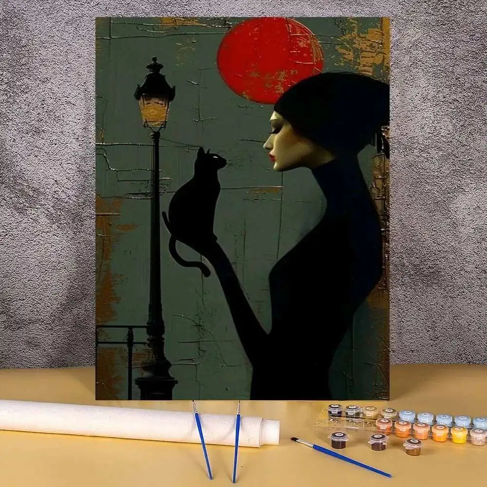 Adults Paint By Number Drawing On Canvas HandPainted Art DIY Pictures By Numbers Kit Home Decor Mysterious Hat Women Painting