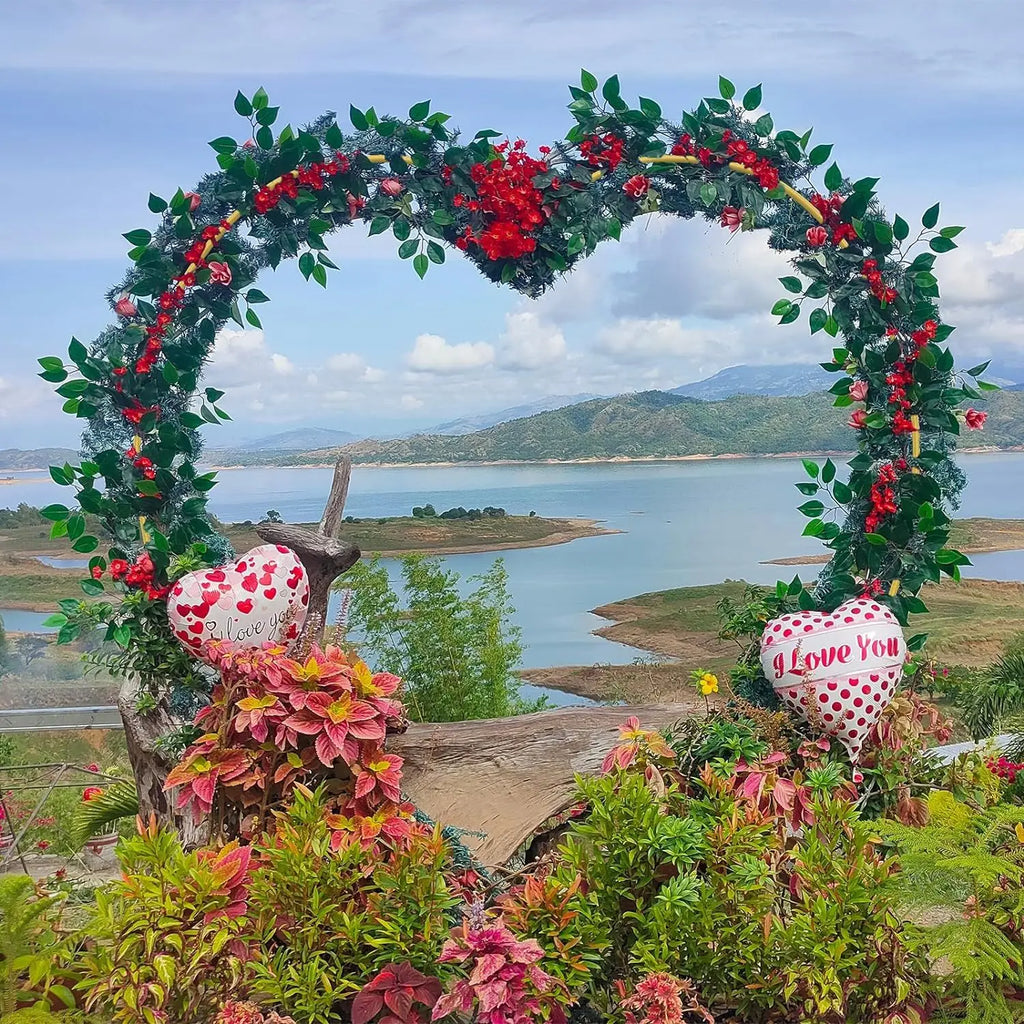 Heart Shape Balloon Arch, Wedding Metal Backdrop Stand, Love Flowers Arch Frame for Wedding Ceremony, Bridal, Valentine's Day
