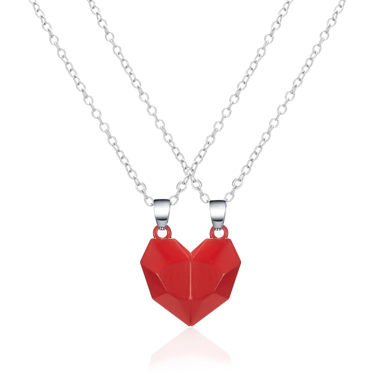 2PCS/SET Couple Necklaces Attarction Between Lovers Heart Magnetic Pendant Necklace For Women Valentine's Day Anniversary Gifts
