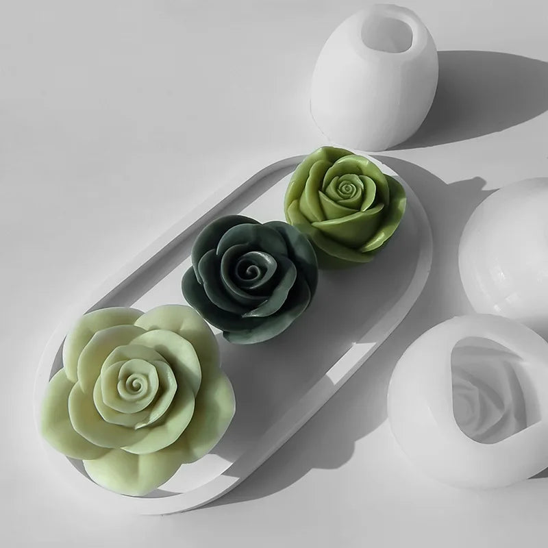 New Flowers Silicone Candle Molds 3D Rose Peony Flower Aromatherapy Plaster Soap Chocolate Cake Baking Mold Valentine's Day Gift