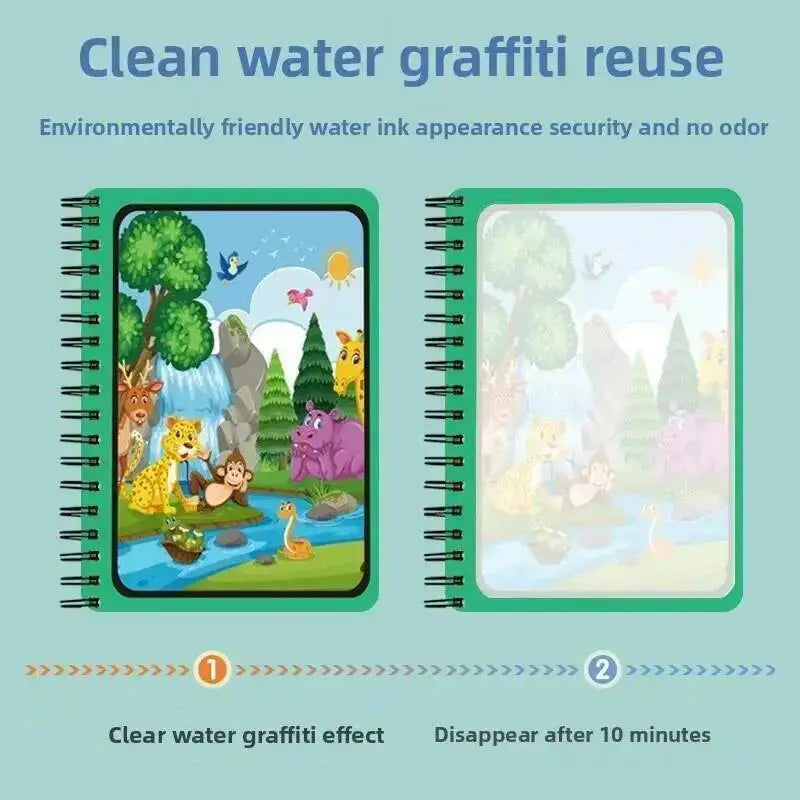 Magical Book Water Drawing Montessori Toys Reusable Coloring Book Magic Water Drawing Book Sensory Early Education for Children