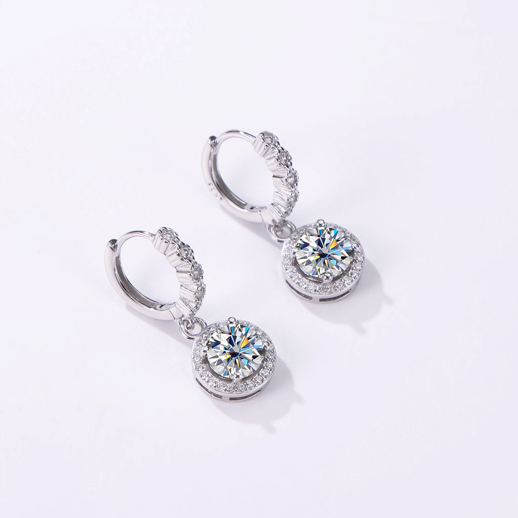 JOIAS HOME moissanite Silver 925 Classic Round D Color Jewel Earrings, Fashionable and Elegant Valentine's Day Gift for Wife
