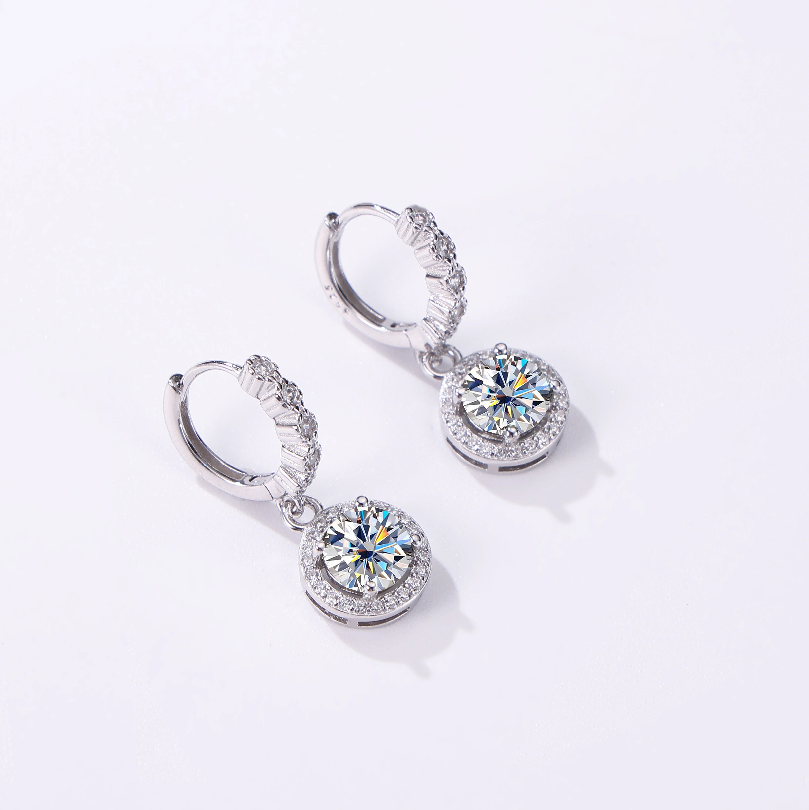 JOIAS HOME moissanite Silver 925 Classic Round D Color Jewel Earrings, Fashionable and Elegant Valentine's Day Gift for Wife
