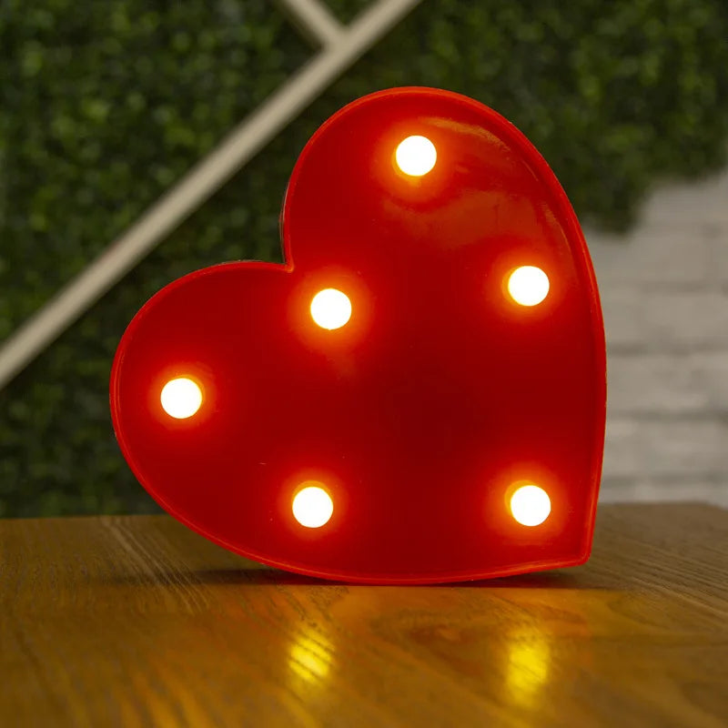 3D Love Heart Marquee Letter Lamps Indoor Christmas Decorative Lamps LED Night Light Wedding Decor Romantic Valentine's Day Gift
